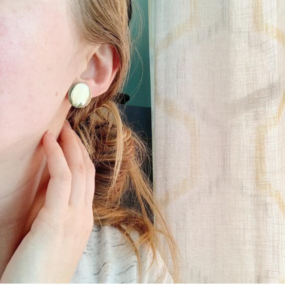 GOLD FILLED NEW VTG Button Stud Earrings 12KGF